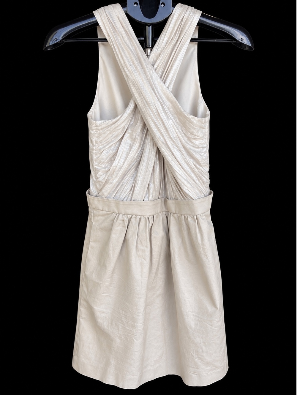 Armani Exchange A|X Sleeveless Crisscross Draped Dress – Light Khaki – Size 0